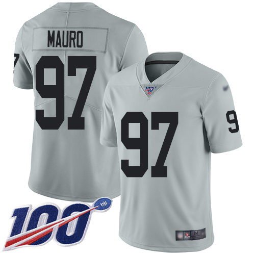 Men Oakland Raiders Limited Silver Josh Mauro Jersey NFL Football 97 100th Season Inverted Legend Jersey